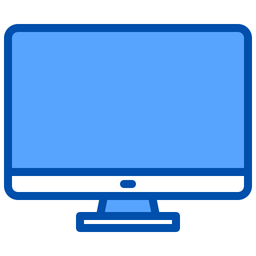 Icon of a computer monitor with a blue screen and dark blue outlines.