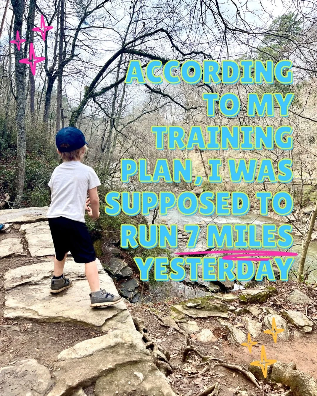 I have a half marathon in 8 weeks. My training plan does not include bye weeks. But you know what? That's okay!! Being a mom, being a runner, (honestly, just being a human) requires grace. No I didn't get to do my 7 mile long run, but I did get to go