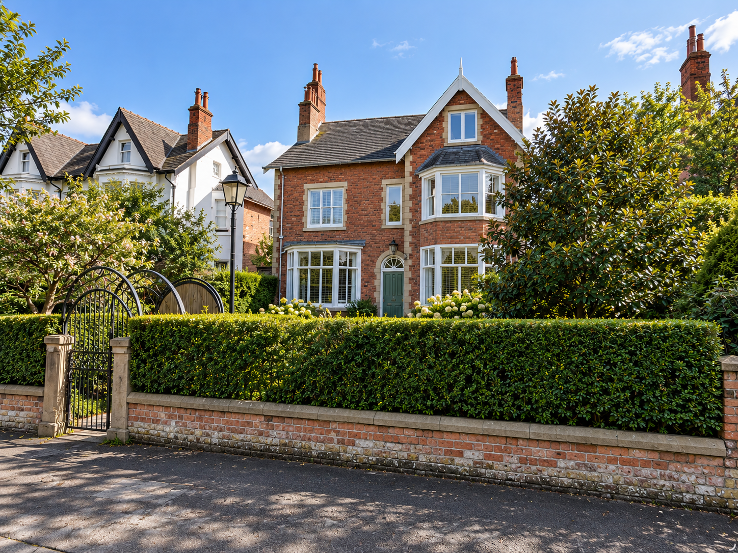 Front Elevation — 5 Woodville Terrace, Lytham, Lancashire. Fully renovated Victorian residence retaining its traditional red-brick façade, distinctive gables, bay windows and period character, complemented by mature landscaping and a private walled g