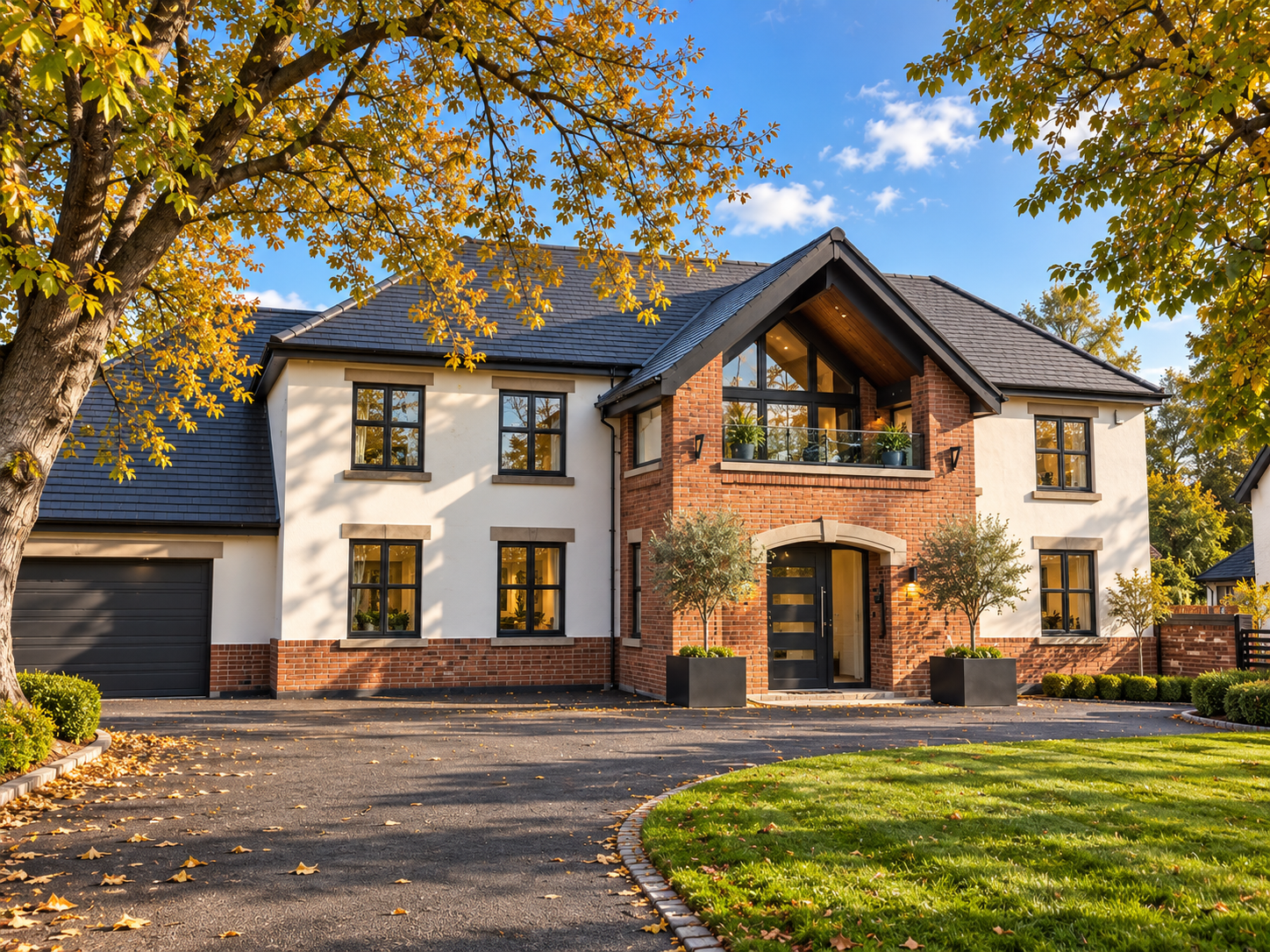 Cooksons Farm, Wrea Green, Lancashire — historic farmhouse converted into a substantial five-bedroom residence designed by Chartered Architect Joel Firth, overlooking The Dub and village cricket field.