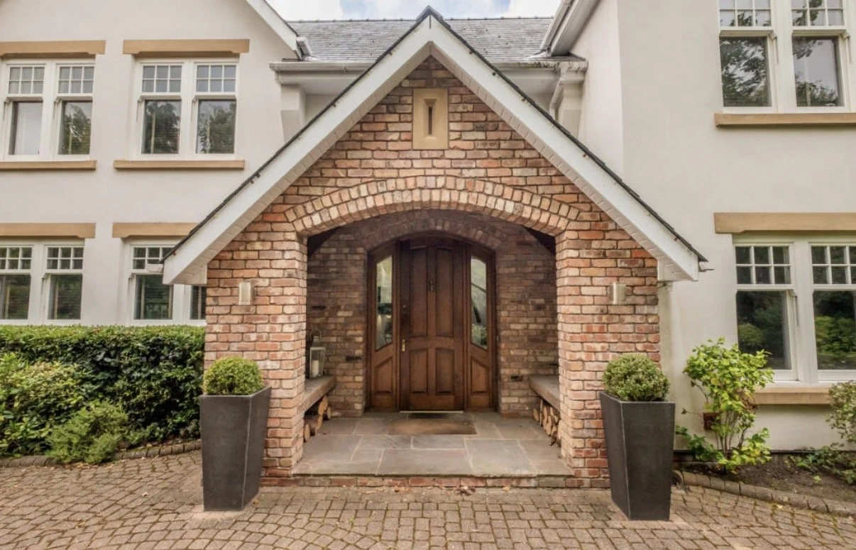 Entrance detail at Meadowlands, Islay Road, Lytham St Annes, part of the major extension and complete refurbishment designed by Chartered Architect Joel Firth. The traditional brick and timber entrance was designed to complement the character and pro
