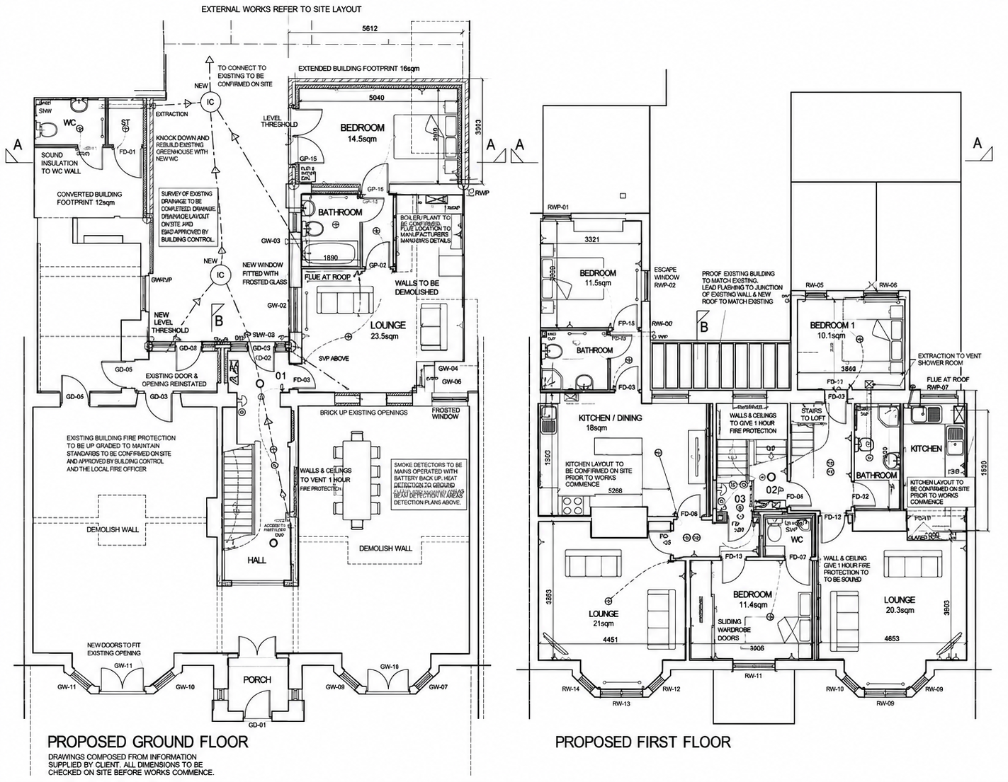 5 Dicconson Terrace, Lytham, Lancashire — Planning and Listed Building Consent — Architectural drawings by Joel Firth showing proposed elevations, alterations and site layout for the conversion and renovation of this historic Victorian property.