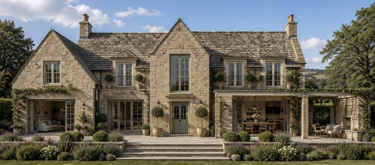 Traditional new-build country house in Osbaldeston, Lancashire, designed by Chartered Architect Joel Firth. 