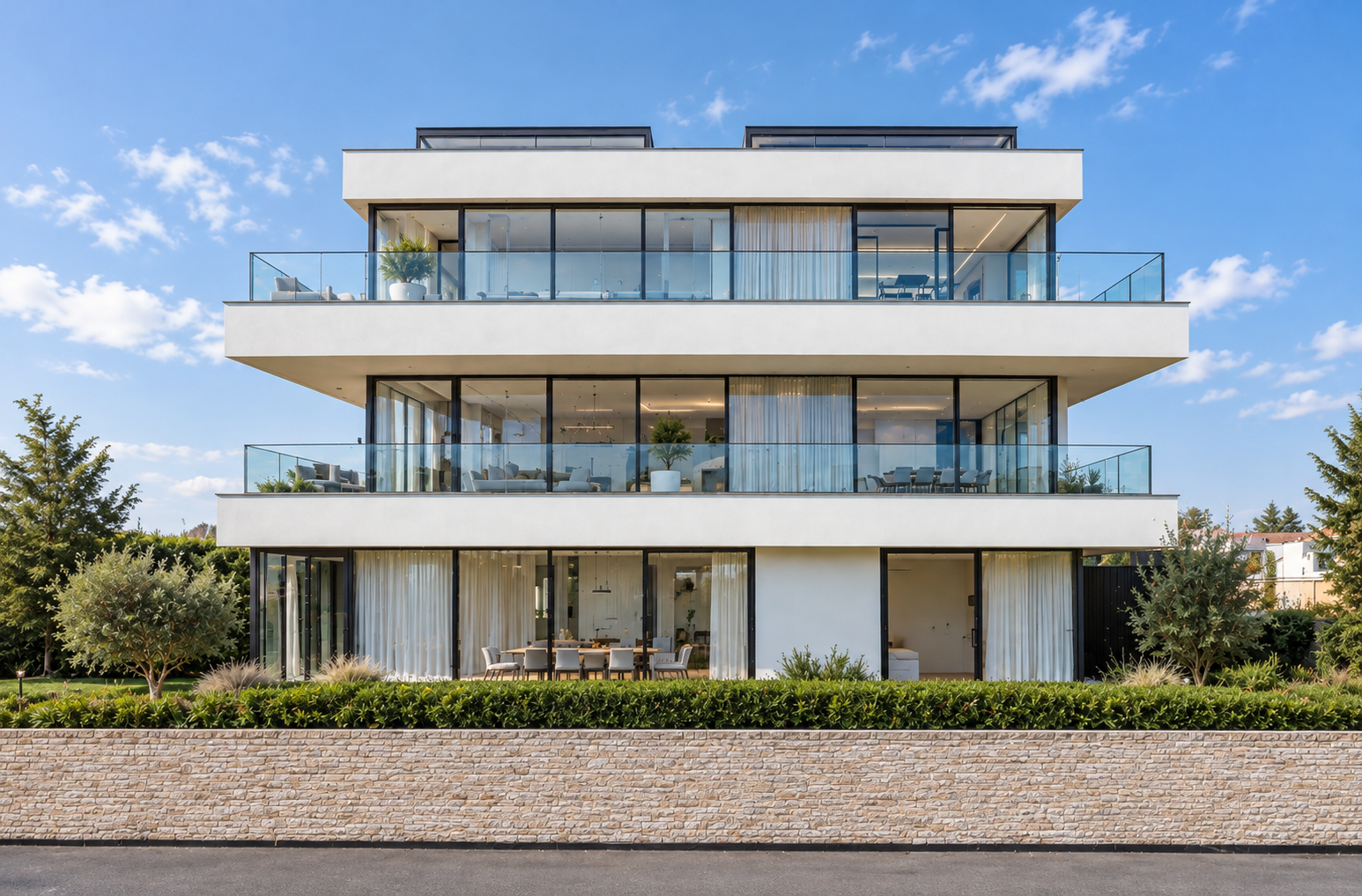 Inner Promenade, Lytham St Annes, Lancashire — contemporary new-build luxury apartments designed by architect Joel Firth, with extensive glazing and balconies overlooking the Lytham coastline.