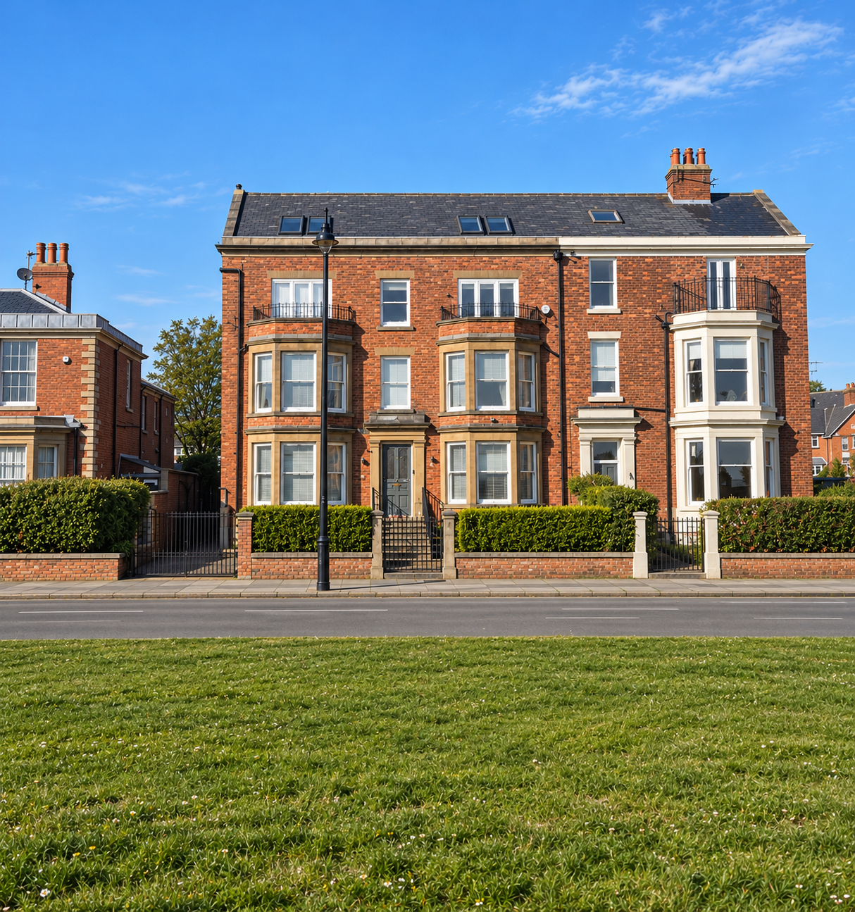 West Beach, Lytham St Annes, Lancashire. Architectural remodelling and refurbishment of a substantial period apartment building, retaining its original red-brick façade and distinctive bay windows while introducing contemporary internal accommodation