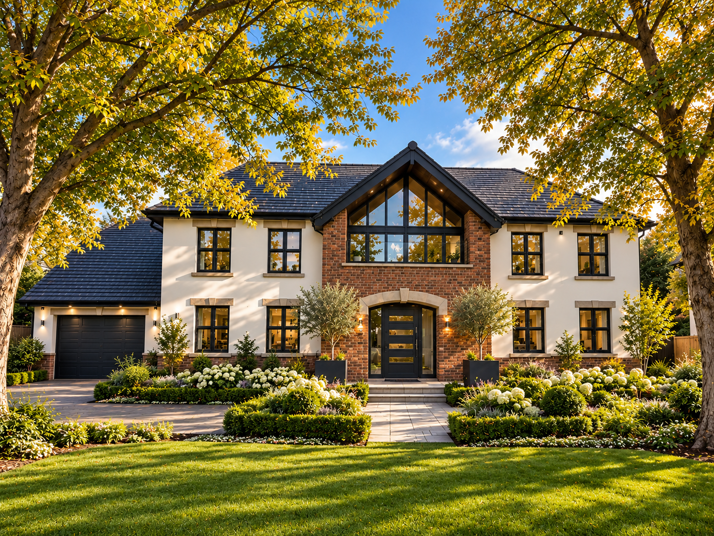 Cooksons Farm, Wrea Green, Lancashire — historic farmhouse converted into a substantial five-bedroom residence designed by Chartered Architect Joel Firth, overlooking The Dub and village cricket field.