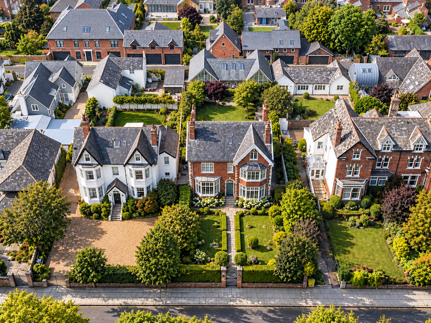 Front Aerial View — Elevated view of the period property within its established residential setting in Lytham.
