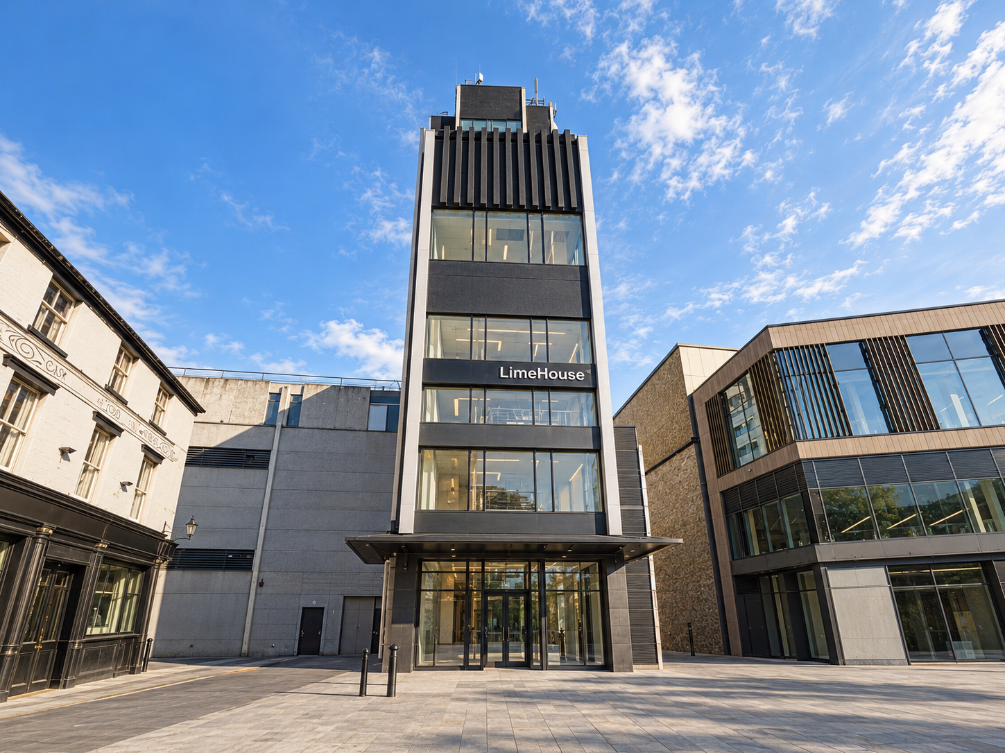 Limehouse, Preston, Lancashire — front entrance view of the former office building converted into student accommodation.