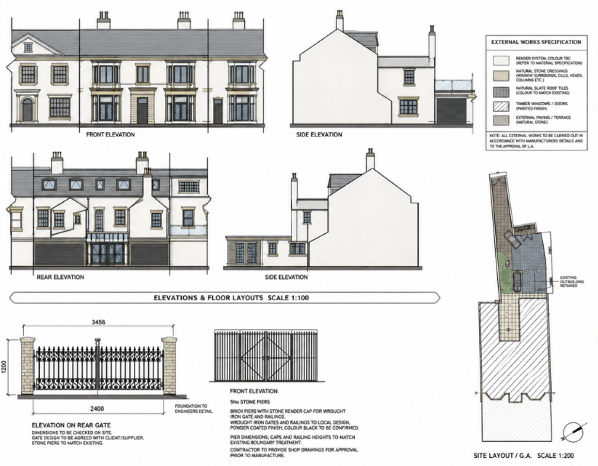 5 Dicconson Terrace, Lytham, Lancashire — Planning and Listed Building Consent — Architectural drawings by Joel Firth showing proposed elevations, alterations and site layout for the conversion and renovation of this historic Victorian property.