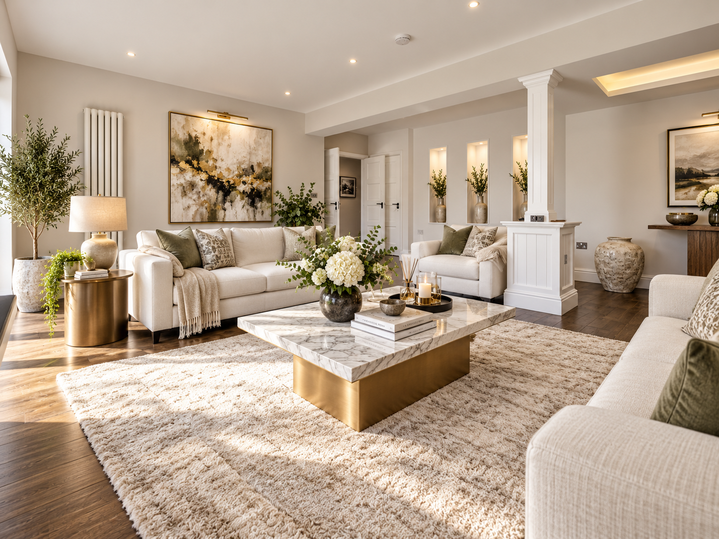Formal Lounge — Elegant reception room with bespoke joinery, soft neutral finishes and carefully considered lighting.