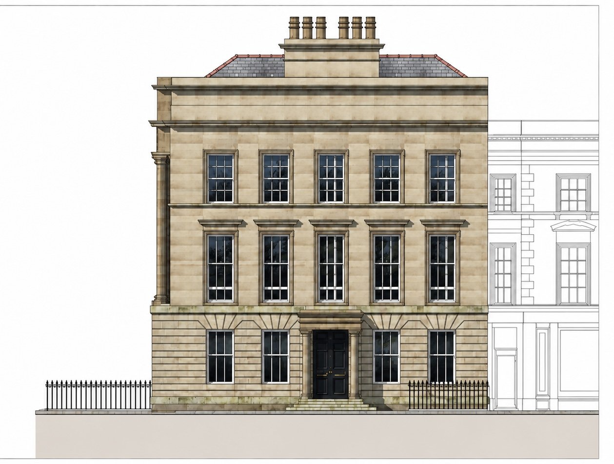 1 Hamilton Square, Birkenhead — Grade I Listed Building Conversion — architectural conservation and conversion of a Grade I listed Georgian building within the historic Hamilton Square conservation area. The scheme sensitively adapts the property for