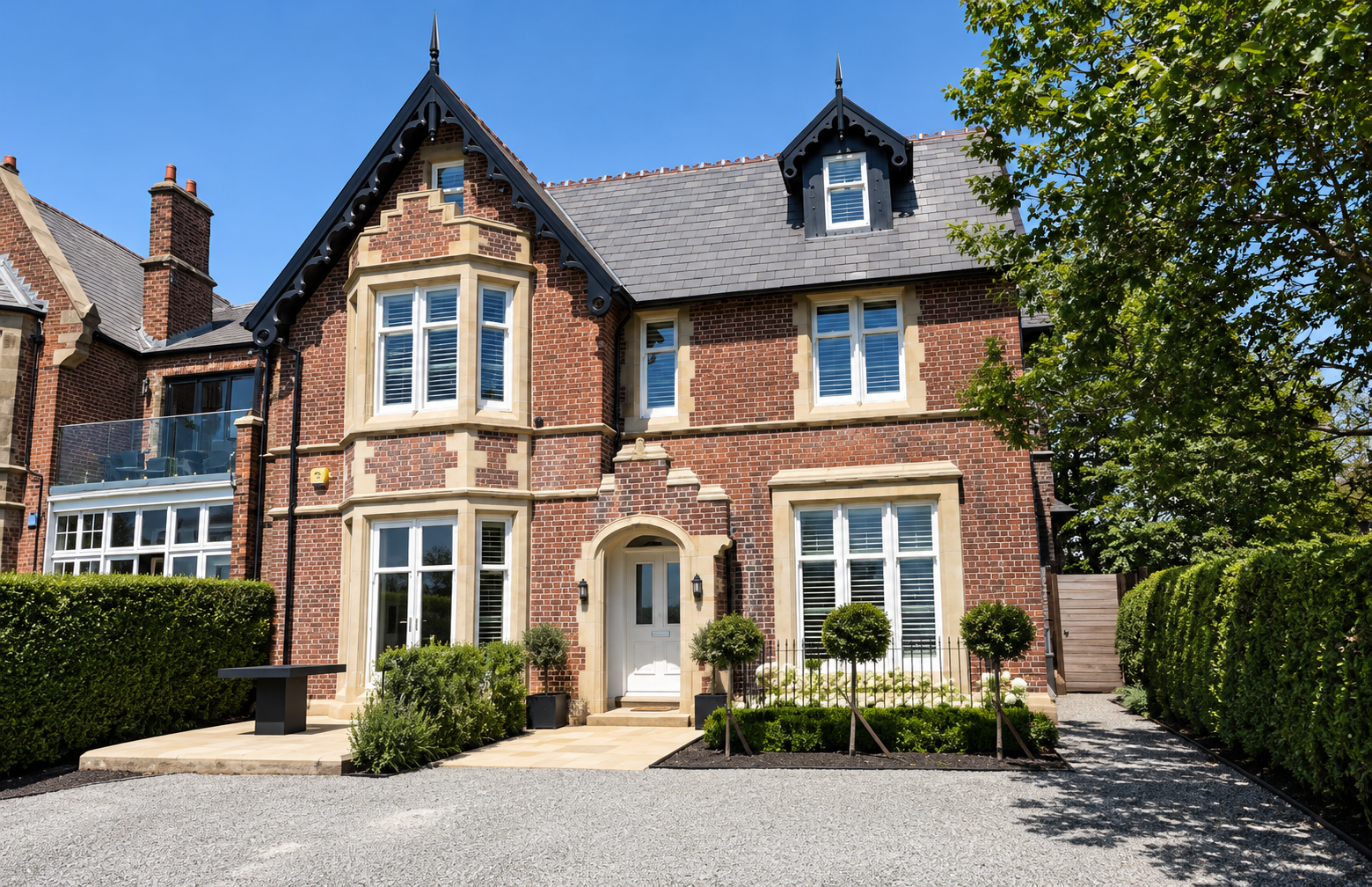 24 East Beach, Lytham, Lancashire — Completed Home — Front elevation following the full renovation and conversion of two apartments into a single luxury family home, retaining its Victorian character with carefully integrated modern alterations.