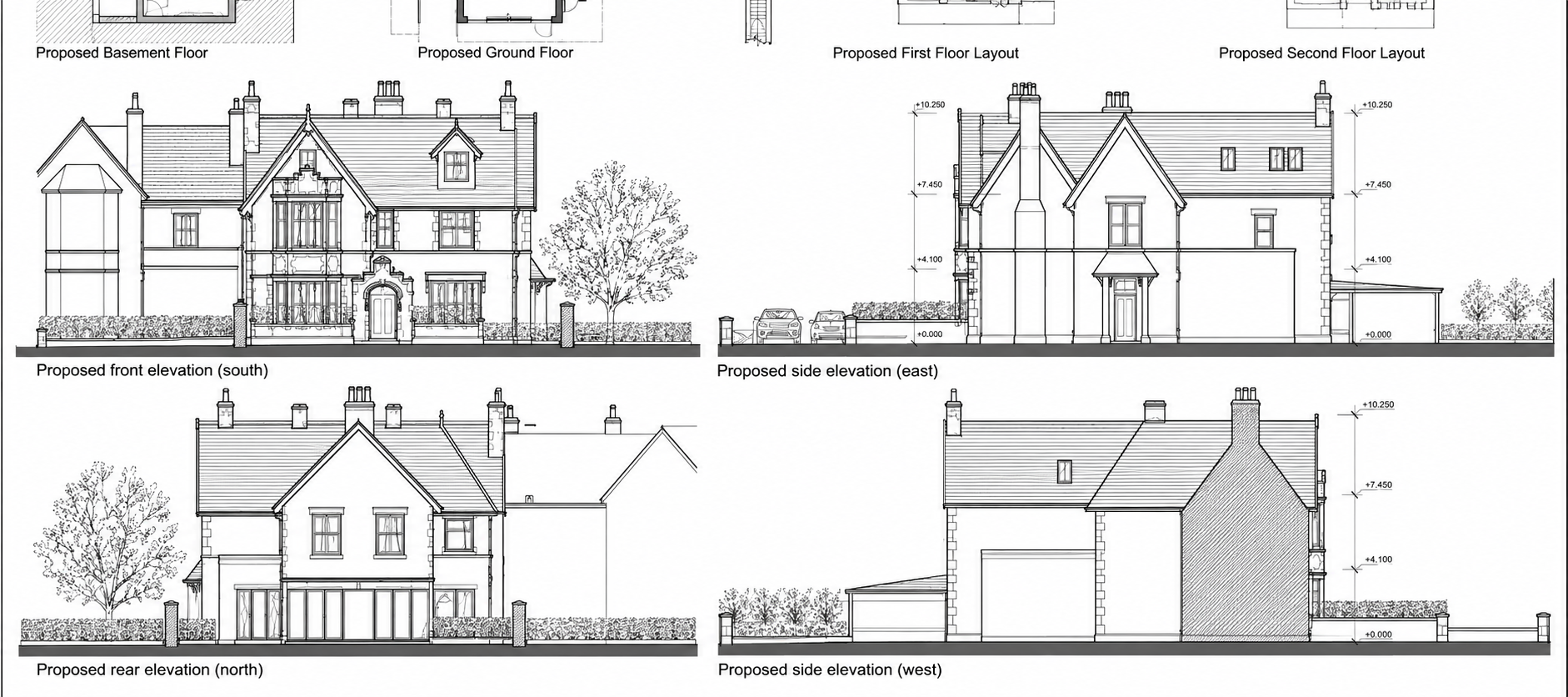 24 East Beach, Lytham, Lancashire — Planning Drawings — Architectural elevations illustrating the conversion of two apartments into a single family home, including proposed alterations and the restoration of the property’s Victorian character.