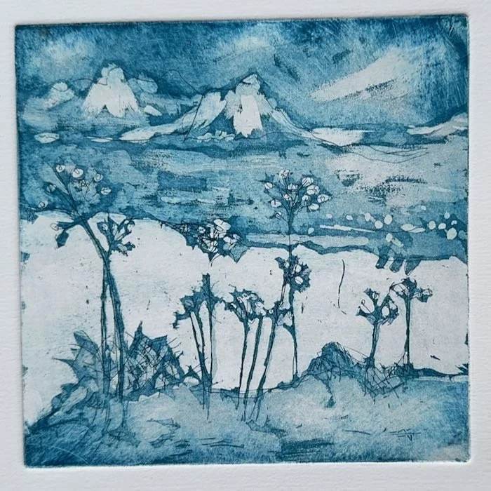 'Snow on the beach', Arnoya island. Etching with aquatint.