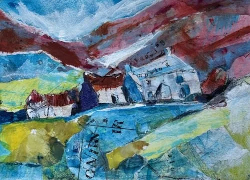Tulloch mă Carrick, Glen Gairn. Collage and mixed media. 28 x 35cm