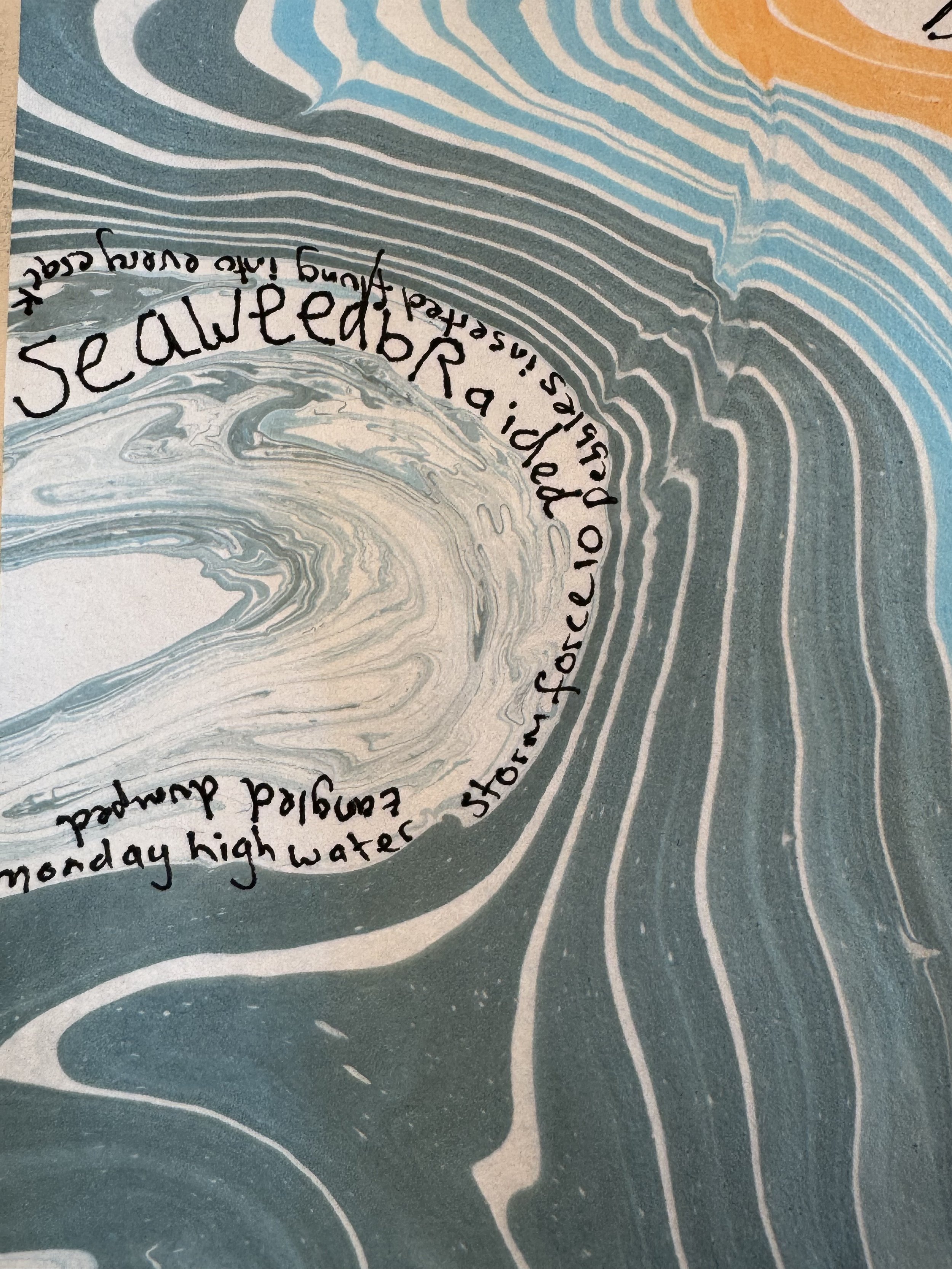 Tidelines, Artists' book, cover. 2024
Japanese Suminagashi print