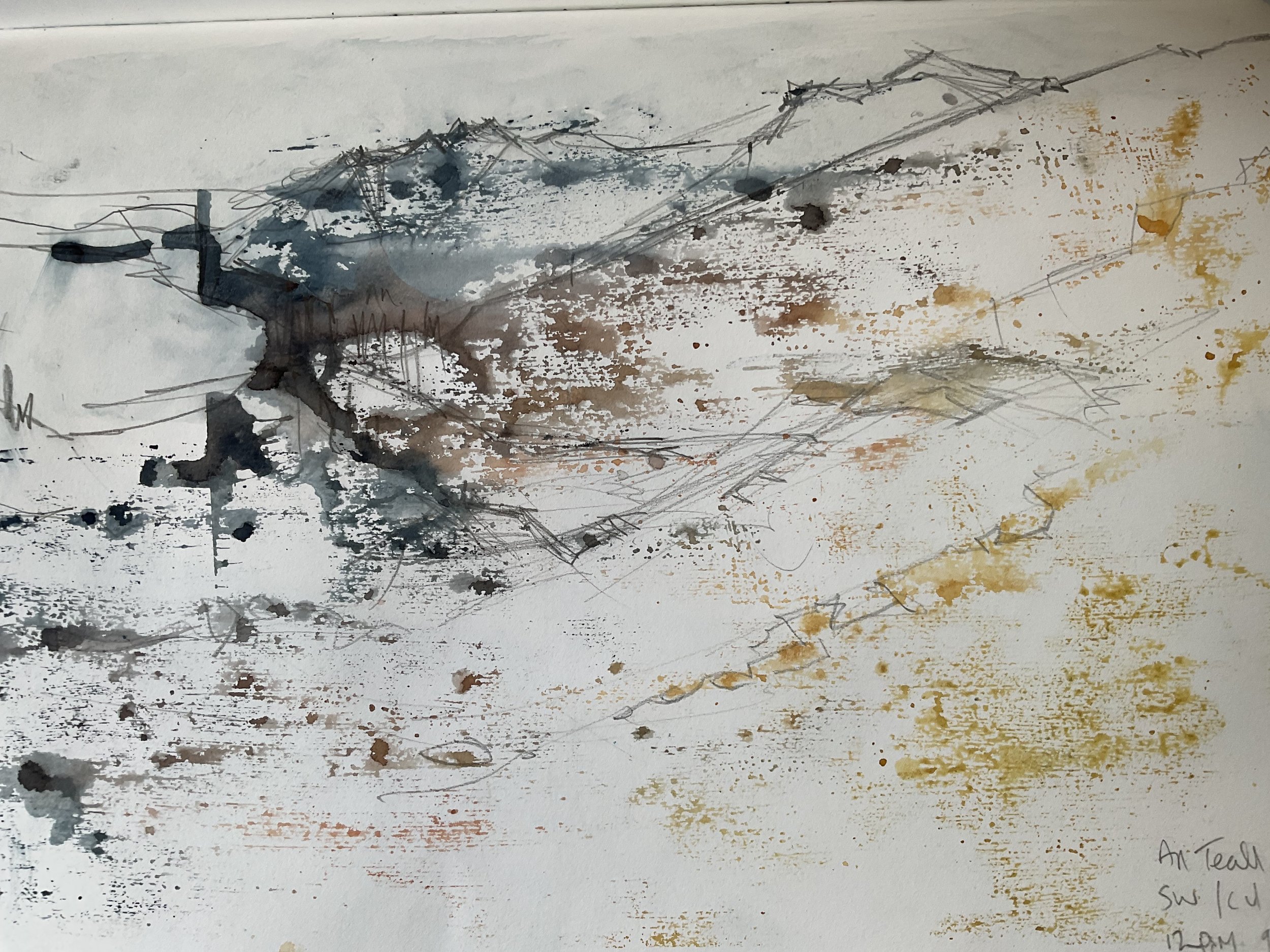 An Teallach from the slopes of Cul Beag,. Ink and charcoal drawing. February '25