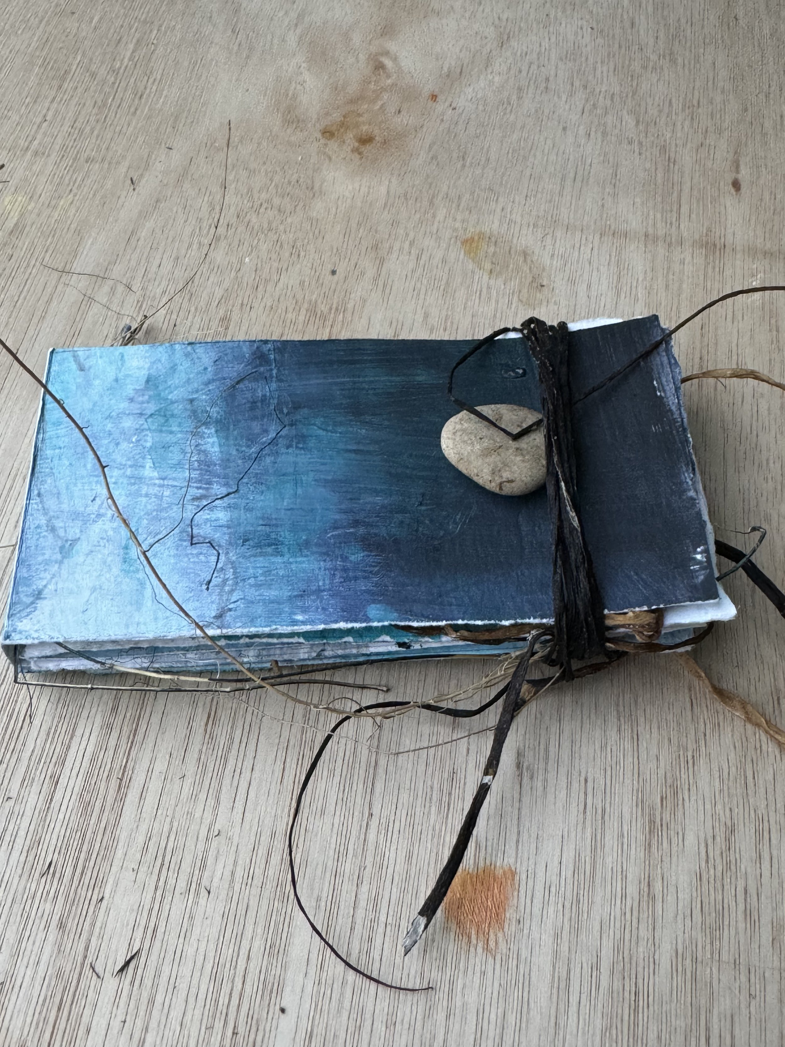 Tidelines, Artists book. Found objects, mono print, paper. 2024. 5 x 10 x 40cm
