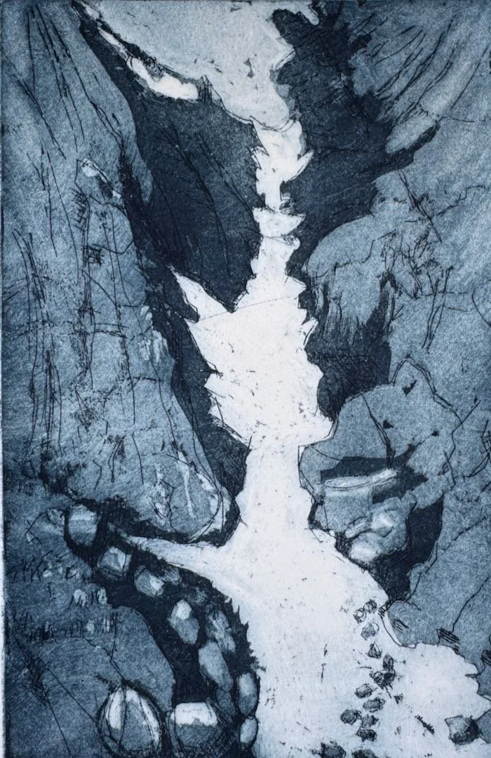 Black Spout Gully, Lochnagar. Etching with aquatint. 