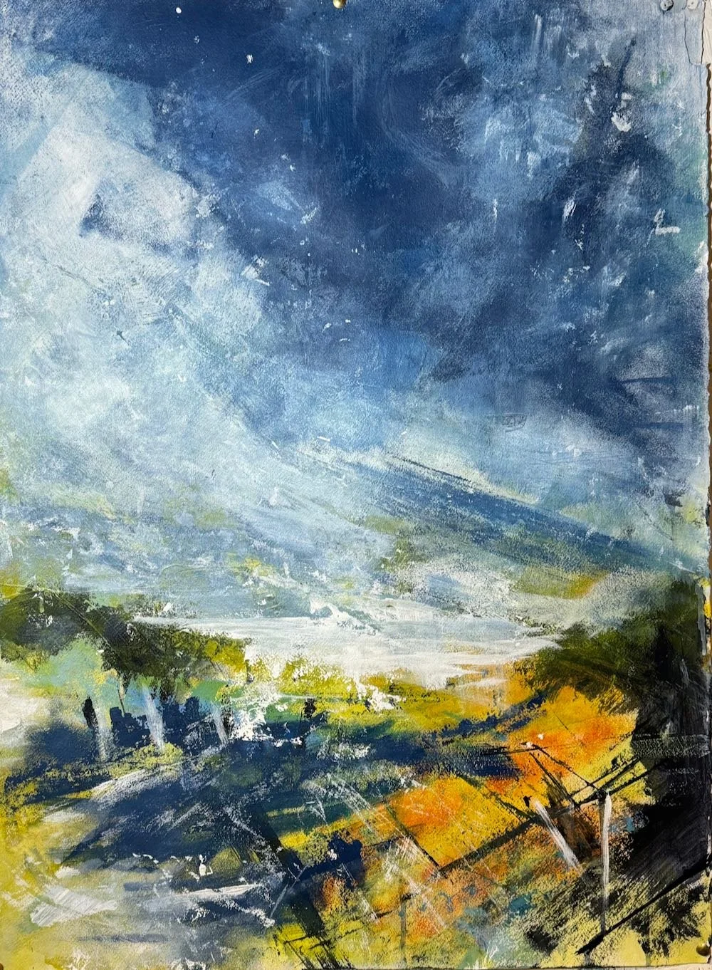 Cloudburst. 59 x 42cm. Acrylic on board. 2025