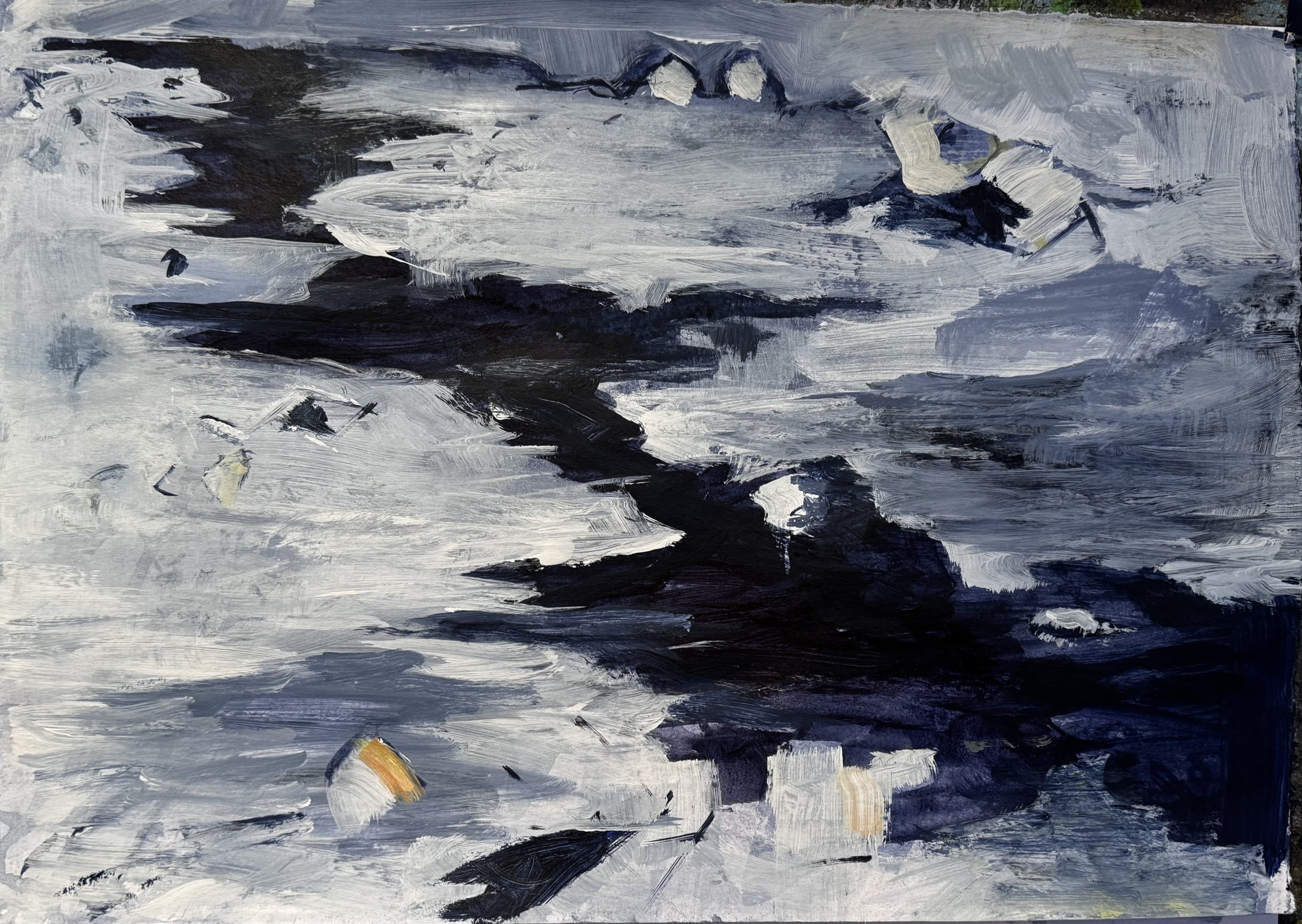 Breaking ice, Being Dearg, acrylic on paper, 59 x 42cm