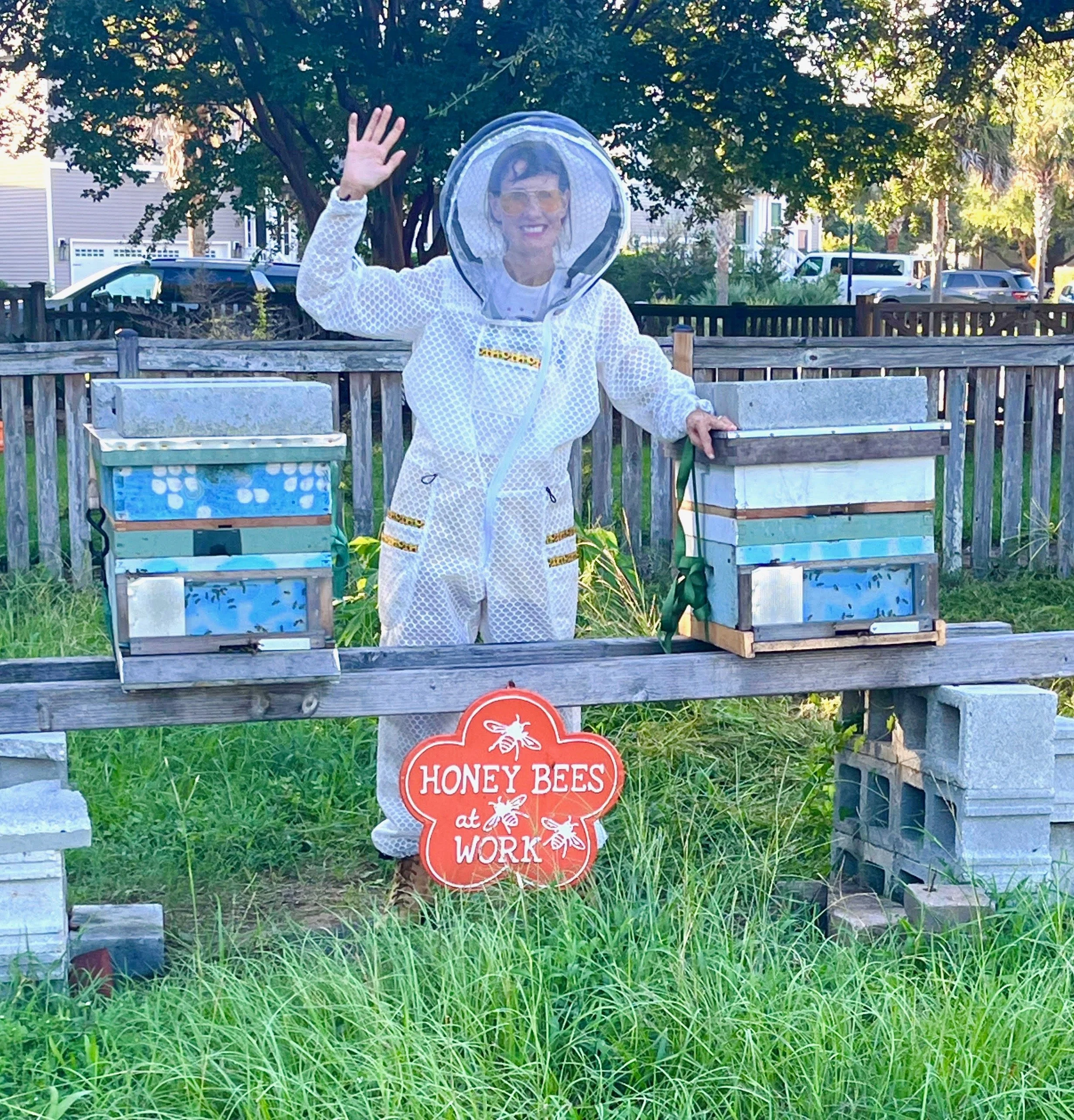 Jenna in her apiary