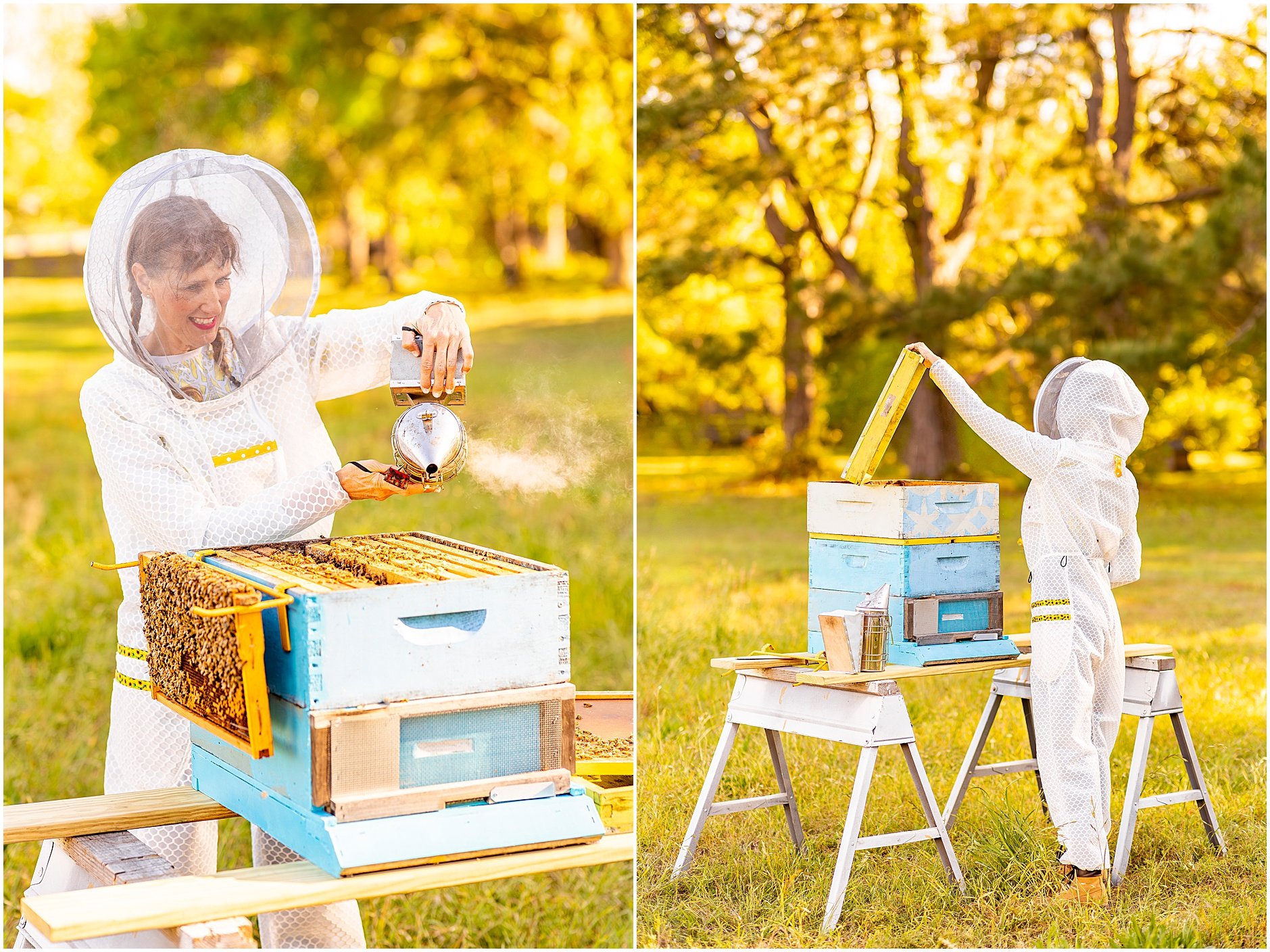 Jeometry Beewear™ Sunny Suit at work in the apiary