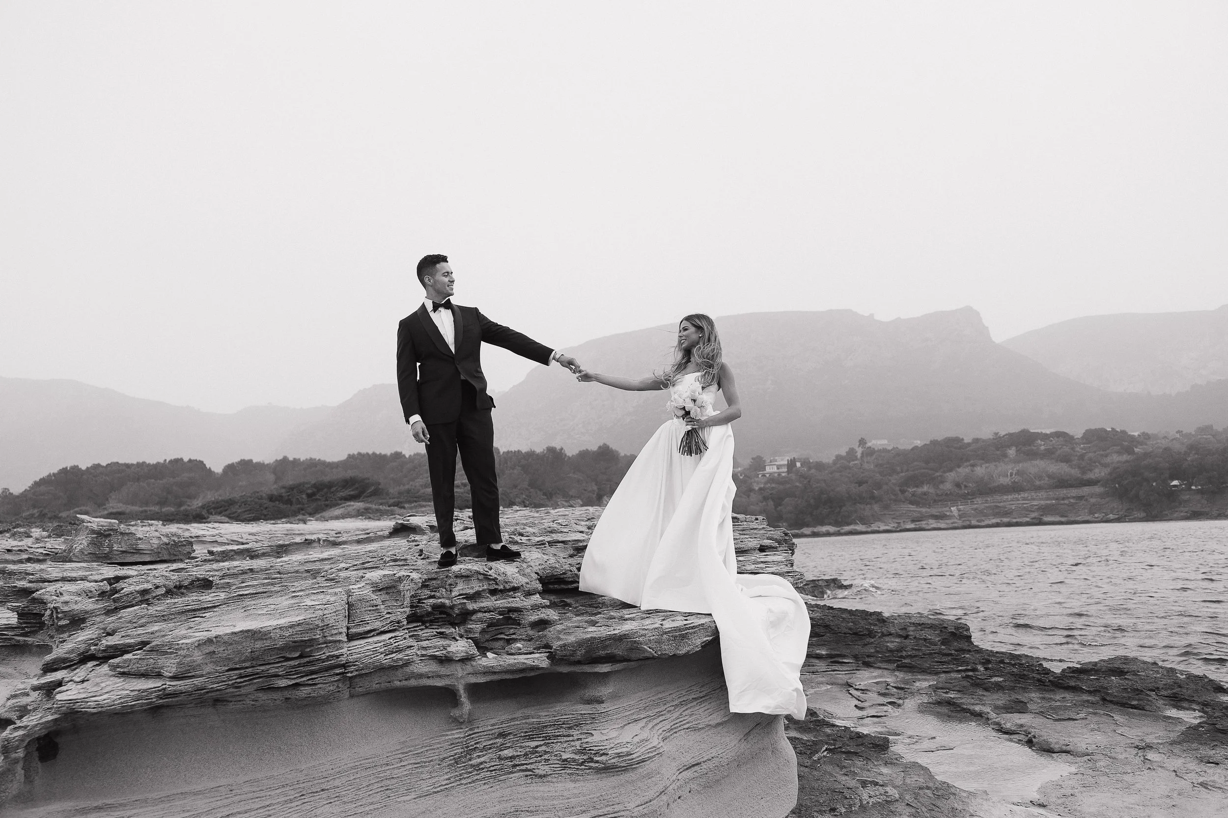 Romantic couples portraits taken during a Mallorca elopement.