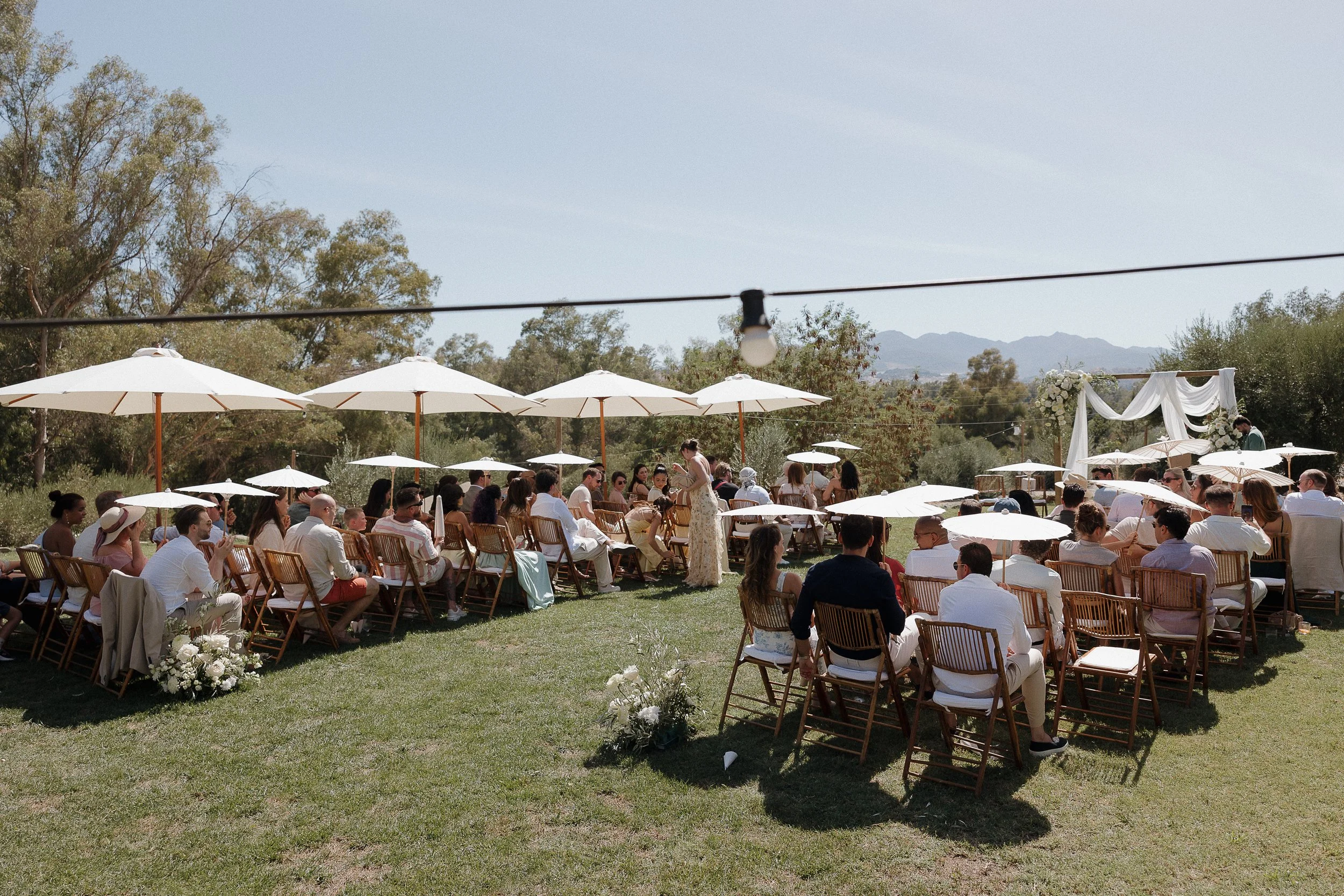 Scenic view of the outdoor ceremony at the rustic finca.