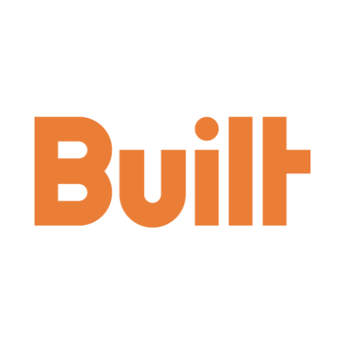 Word 'Built' in orange on white background
