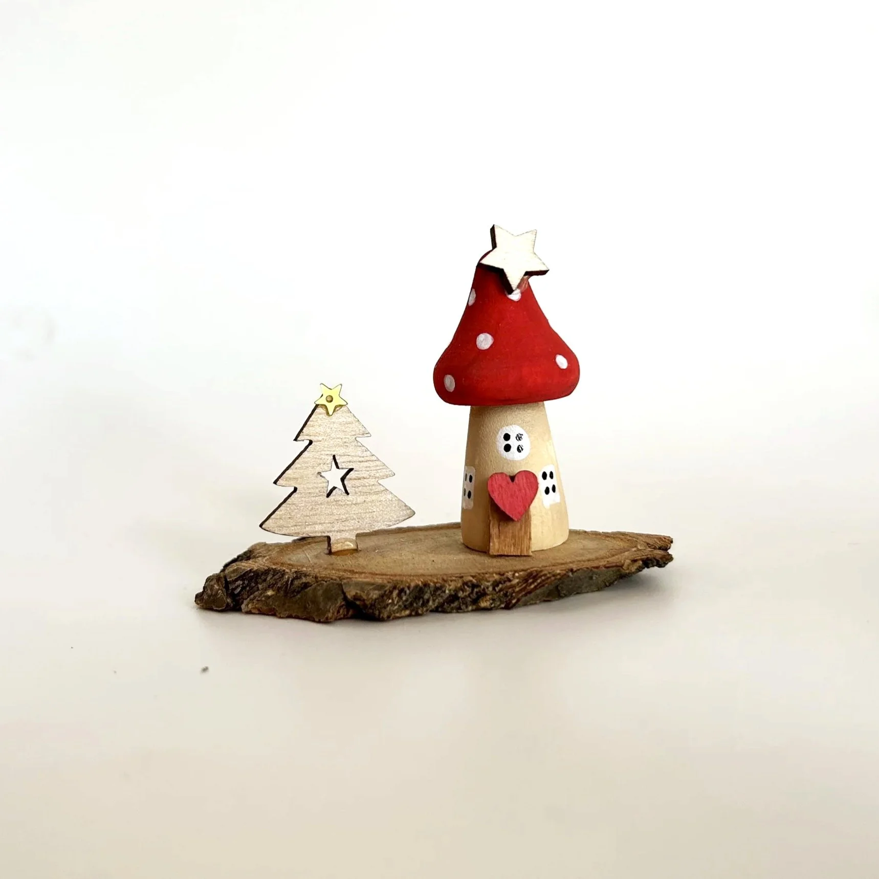 Christmas Toadstool, Red, Hearts & Stars