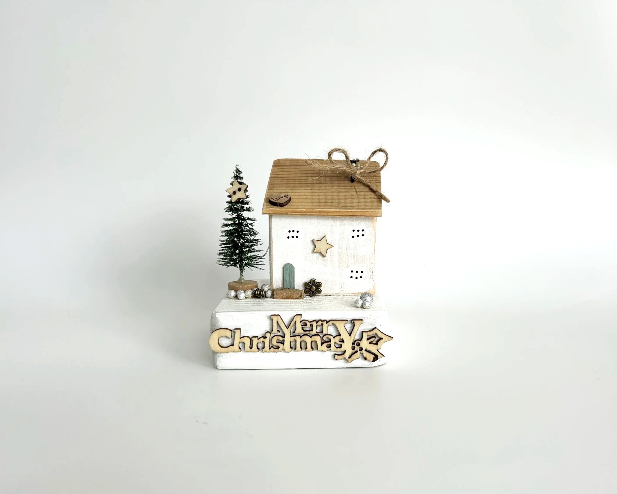 White Merry Christmas Cottage