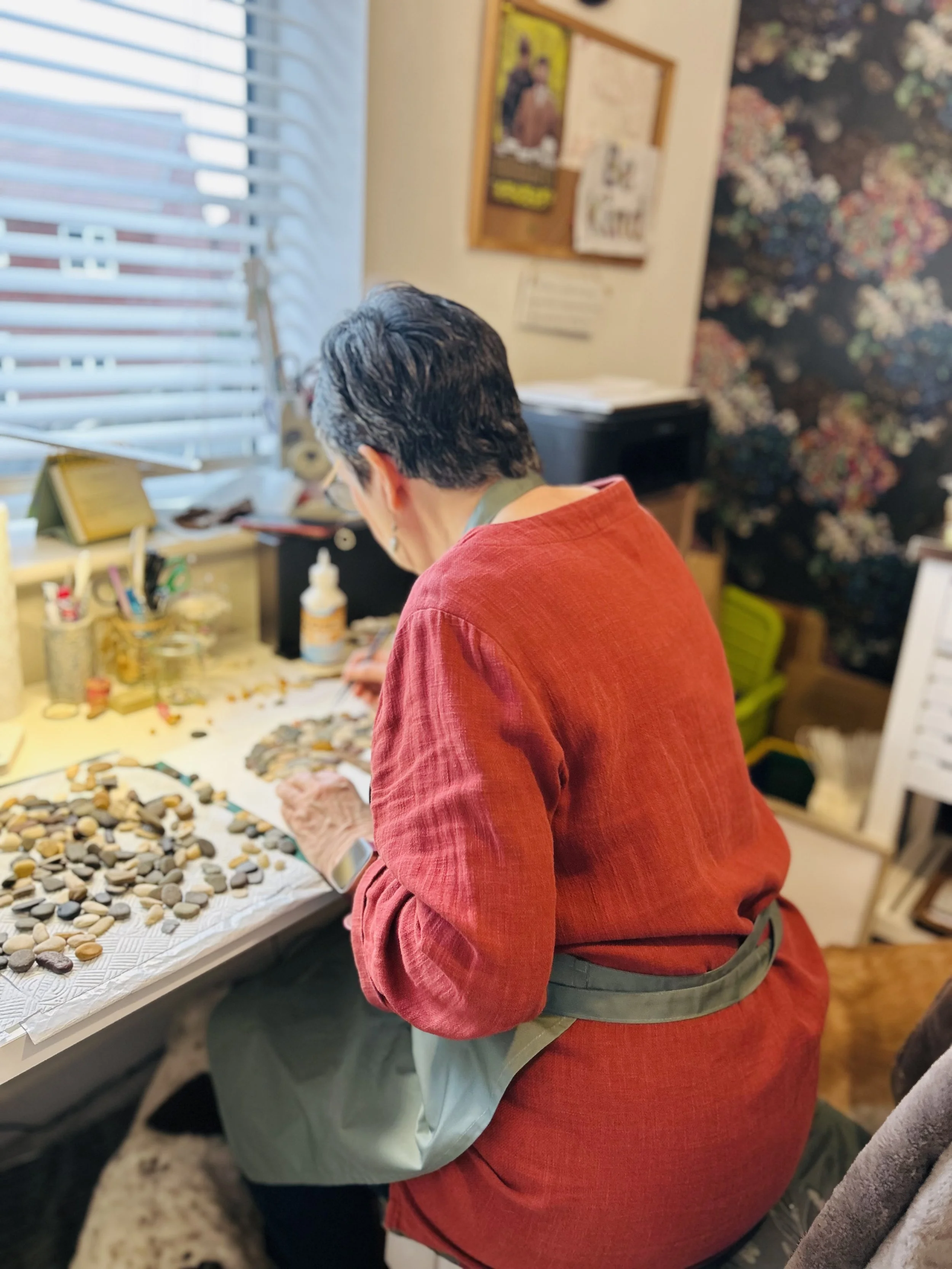 This is where the creativity starts ! Janet hard at work !