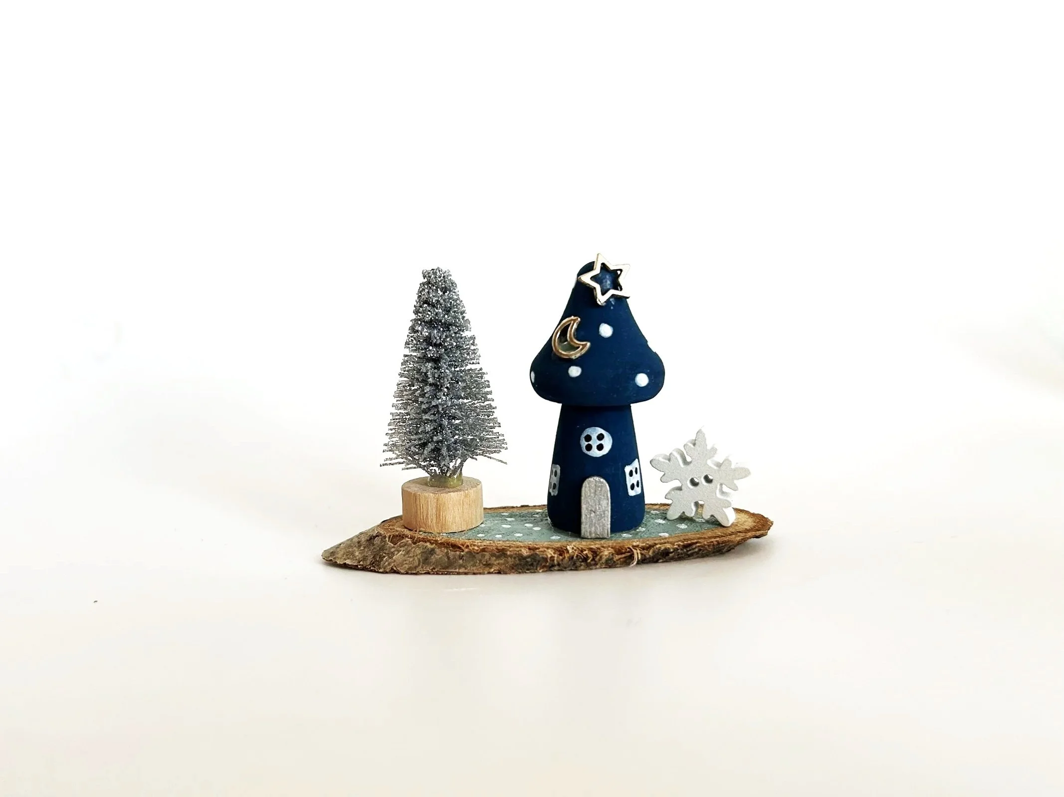 Christmas Toadstool, Blue, Moon & Stars