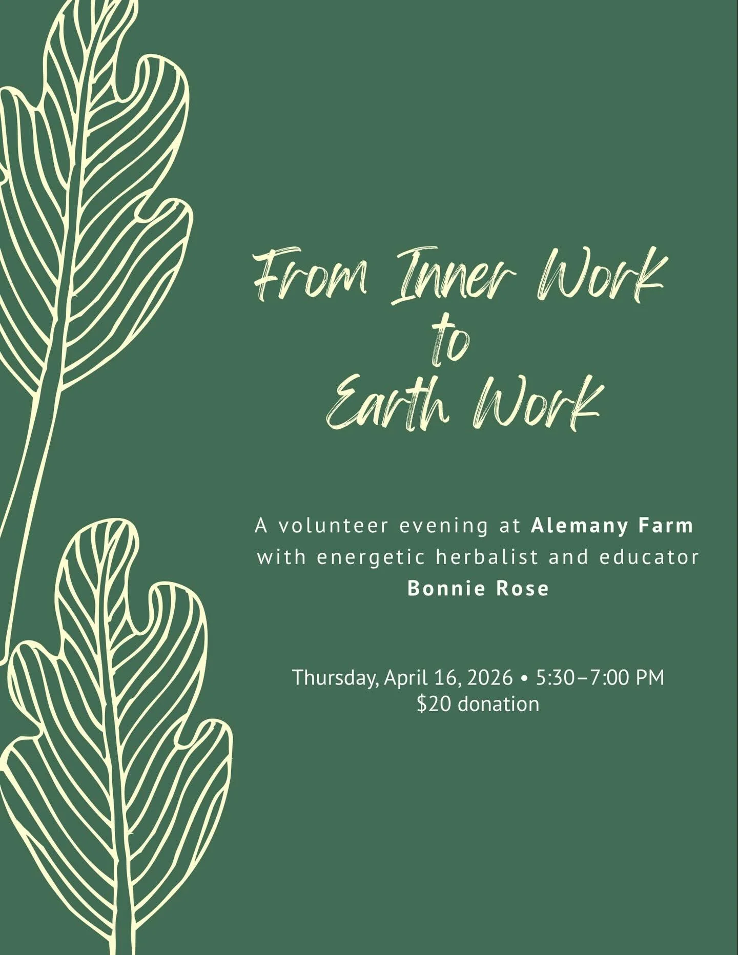 We&rsquo;re gathering for our next healing circle a little differently: a volunteer evening at Alemany Farm 🌿

Join us for a volunteer evening at Alemany Farm with energetic herbalist, educator, and local witch, Bonnie Rose  @herbalist.bonnierose 🌹