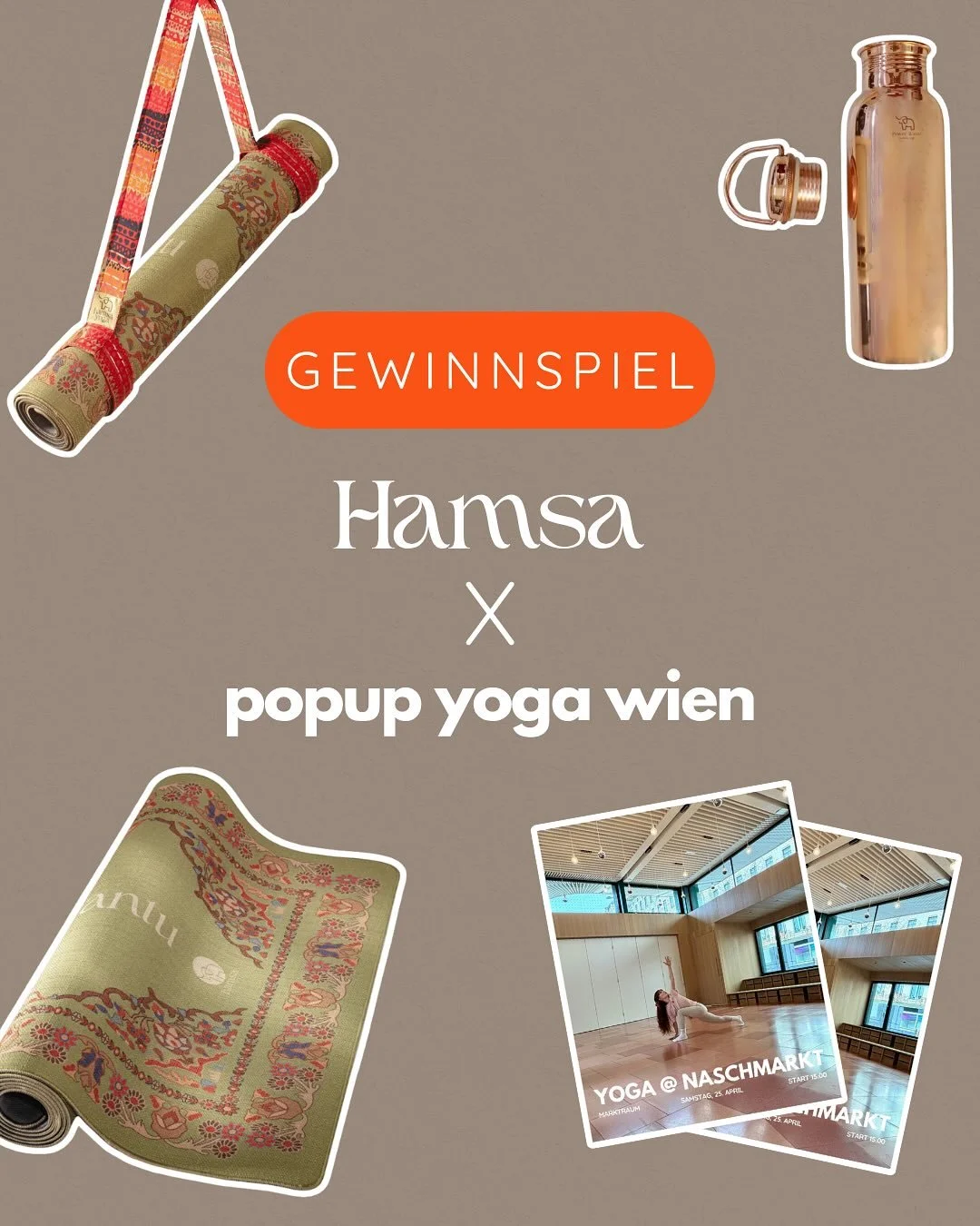 IT&rsquo;S GIVE AWAY TIME 🧘🌿✨
Juhu gemeinsam mit @hamsa.yogis d&uuml;rfen wir wiedermal ein ganz besonderes Give-Away an euch verlosen, diesmal im Paket: 
- 2 Tickets f&uuml;r Yoga @ Naschmarkt am 25.4. 
- 1x Hamsa Matte 
- 1x Hamsa Tragegurt 
- 1x