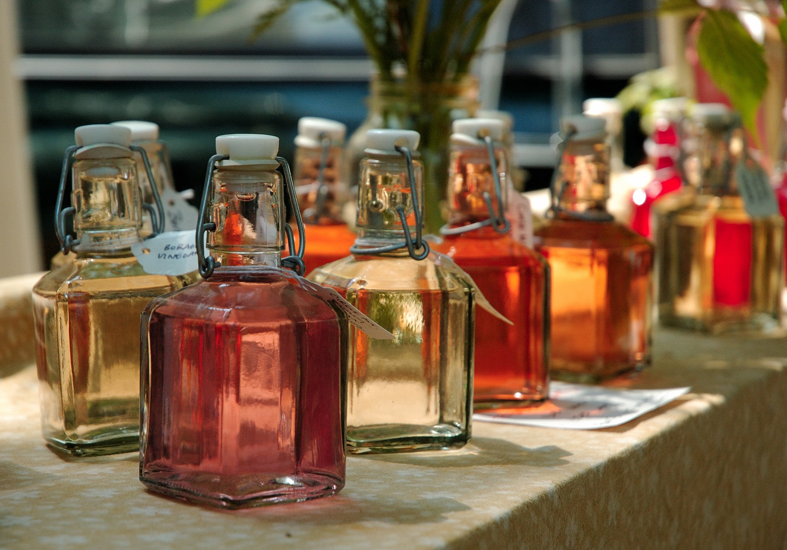 colourful bottles of herbal tonic