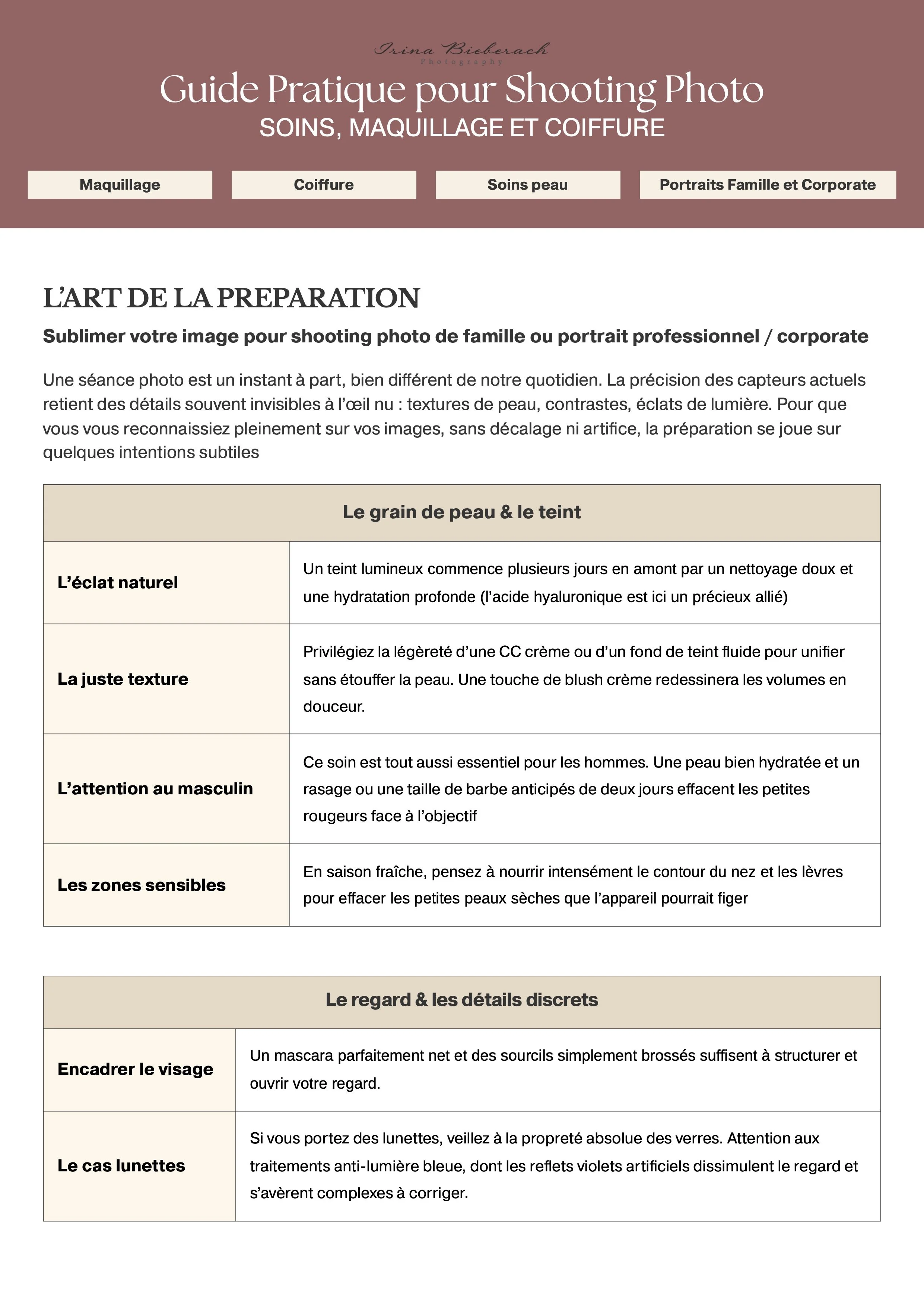 Guide Express : Préparation, Soins & Mise en Beauté (PDF)
