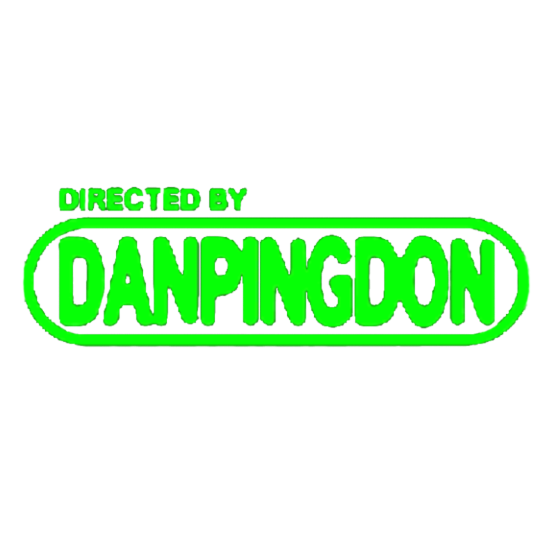 A neon green sign with the words 'Directed by DAMPINGOD' on a black background.