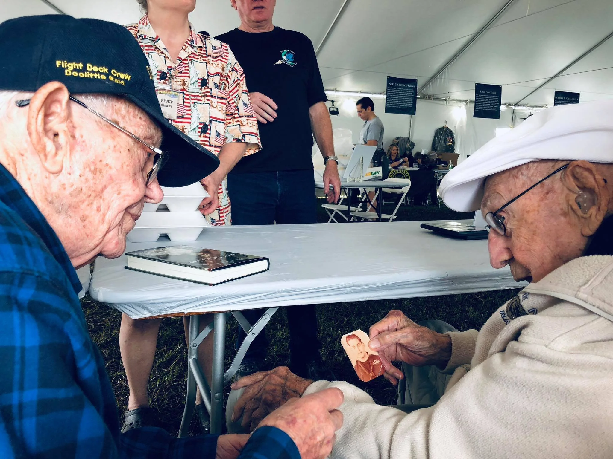 In October 2018, WWII historian Erin Faith Allen witnessed Dick Cole, last surviving Doolittle Raider, reunite with James Jones, USS Hornet flight deck crew, at an airshow. One man. One wallet photograph. Seventy-six years.