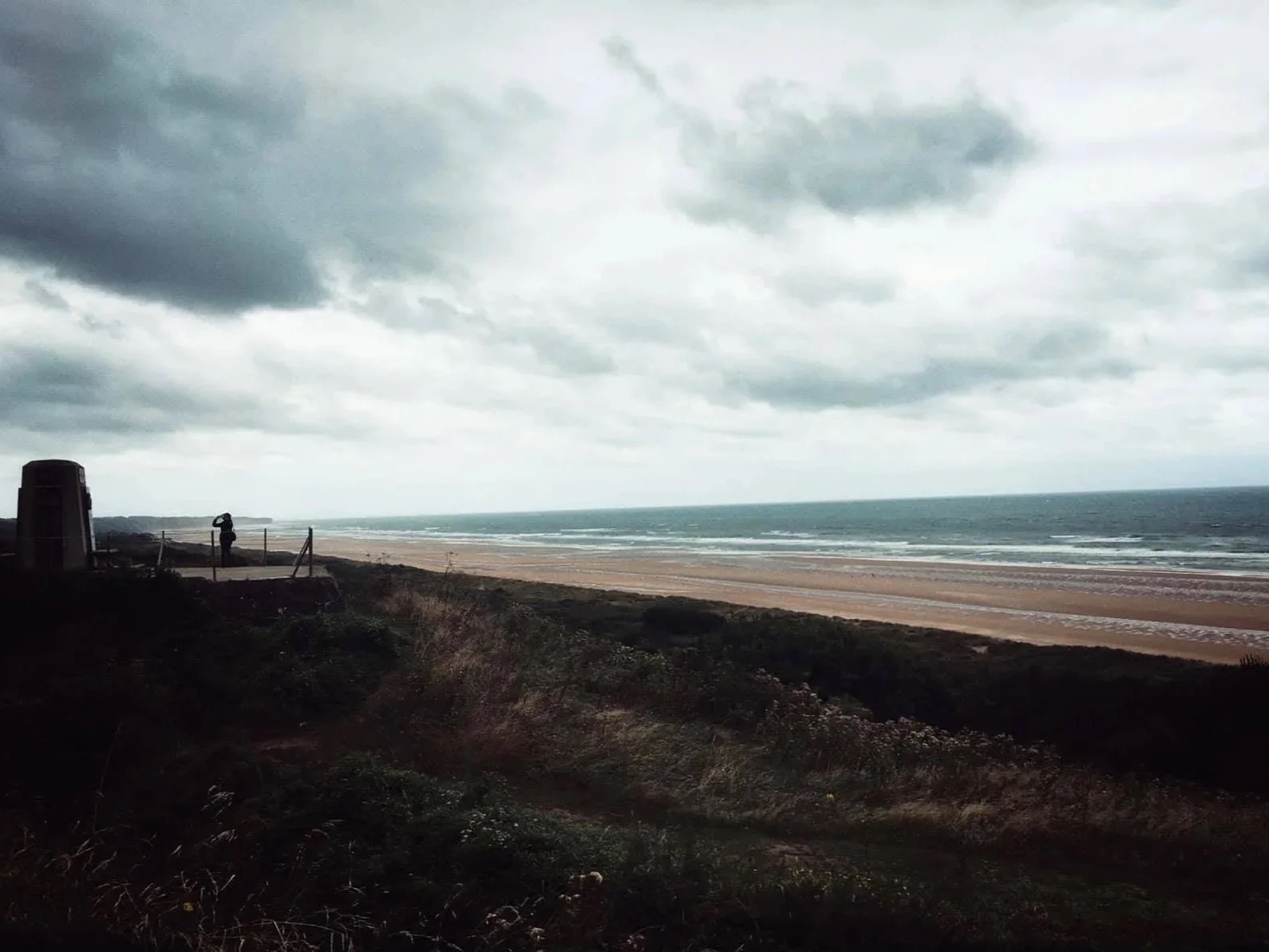 Historian Erin Faith Allen overlooking Omaha Beach, Normandy, France, 2016.