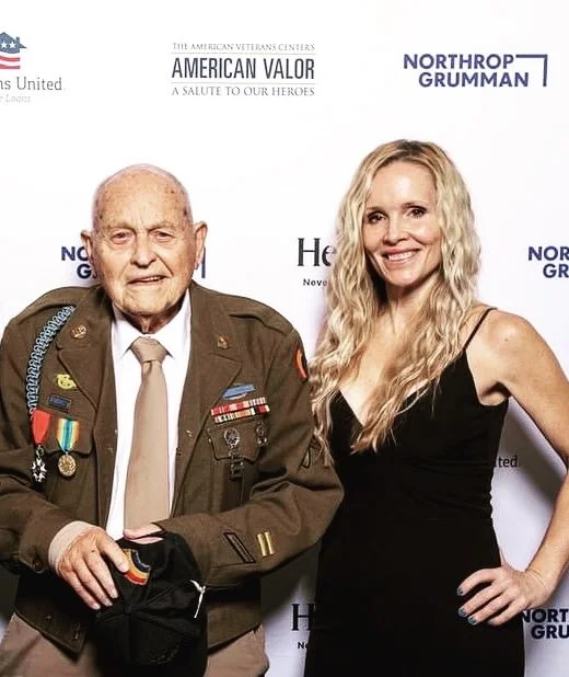 Historian Erin Faith Allen and 42nd Rainbow Division WWII veteran Lockered Bud Gahs at the American Veterans Center Gala, Washington D.C.