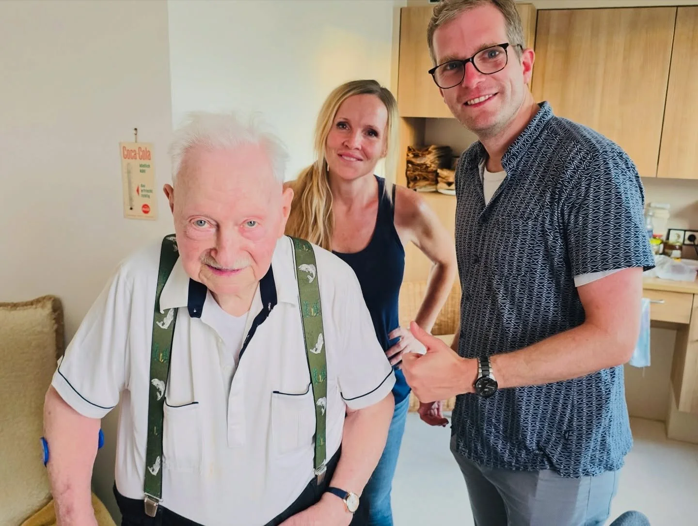 Historian Erin Faith Allen with Holocaust survivor Erich Richard Finsches and colleague Max Lütgens in Vienna, Fortitude Research