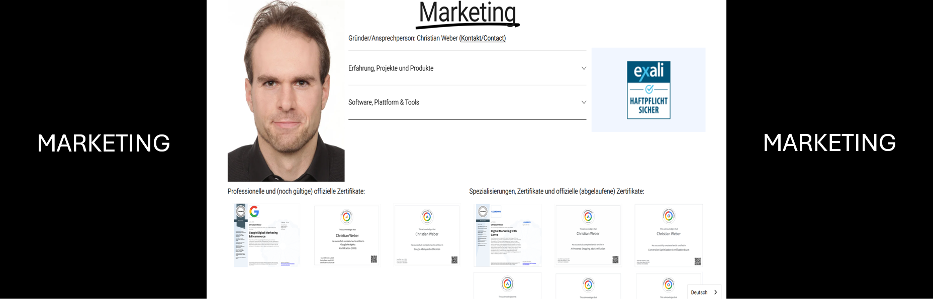 Previewbutton der Unterseite "ZU MEINER PERSON".