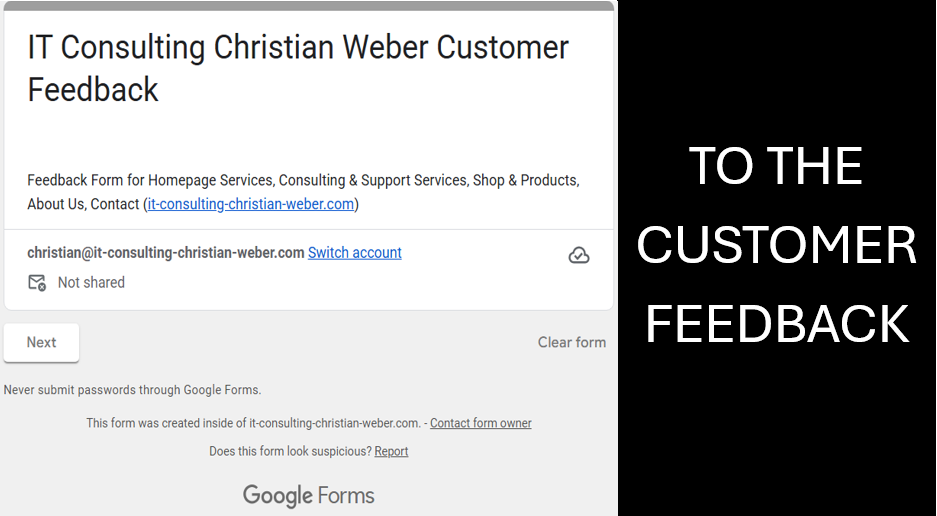 Preview-Button zum Kundenfeedback (englisch) von IT Consulting Christian Weber.
