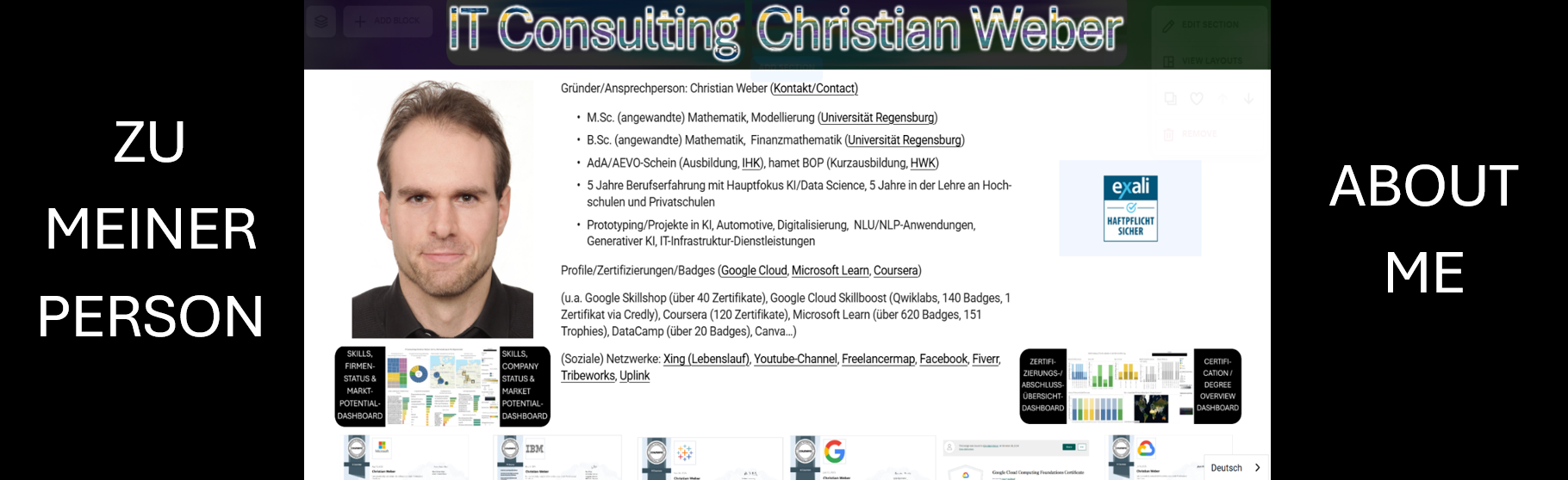 Preview-Button für ZU MEINER PERSON-Unterseite (IT Consulting Christian Weber).