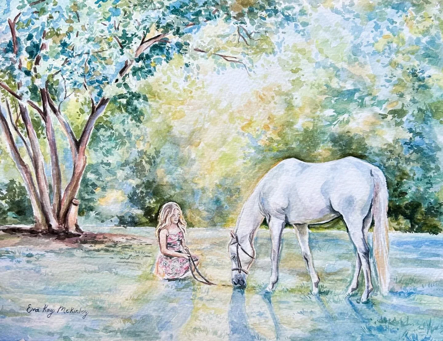 I&rsquo;m so excited to have completed this custom painting of Addie and Ethos 🫶🏻! 

I love the warm light that trickled through the leaves and highlighted the silhouette of them both ☀️. 

The most rewarding part of my art journey is seeing how my