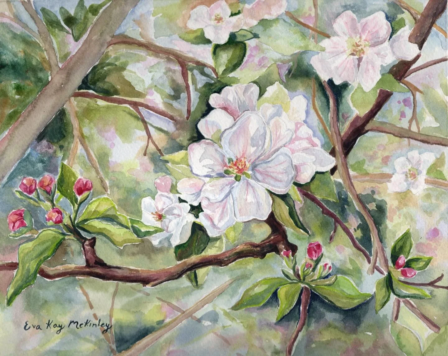A P P L E  B L O S S O M S 🌸  always encourage me to have a heart of patience. Good fruit takes time to grow and mature, and nothing worth having is made overnight. Let this painting inspire you that there is beauty in small beginnings, and that ric