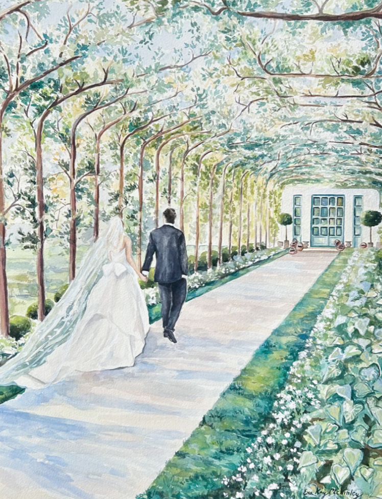 Man and women walking down the isle
