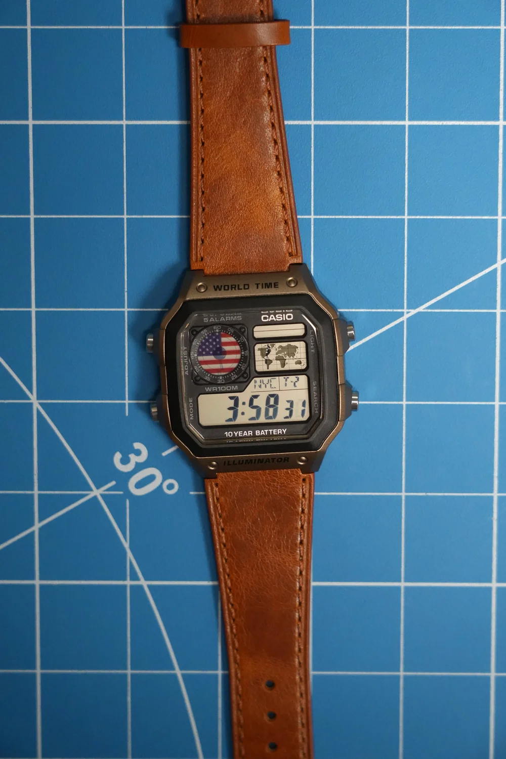 Full Moon Casio Ae 1200 Gold American Flag Casio Royale (AE1200